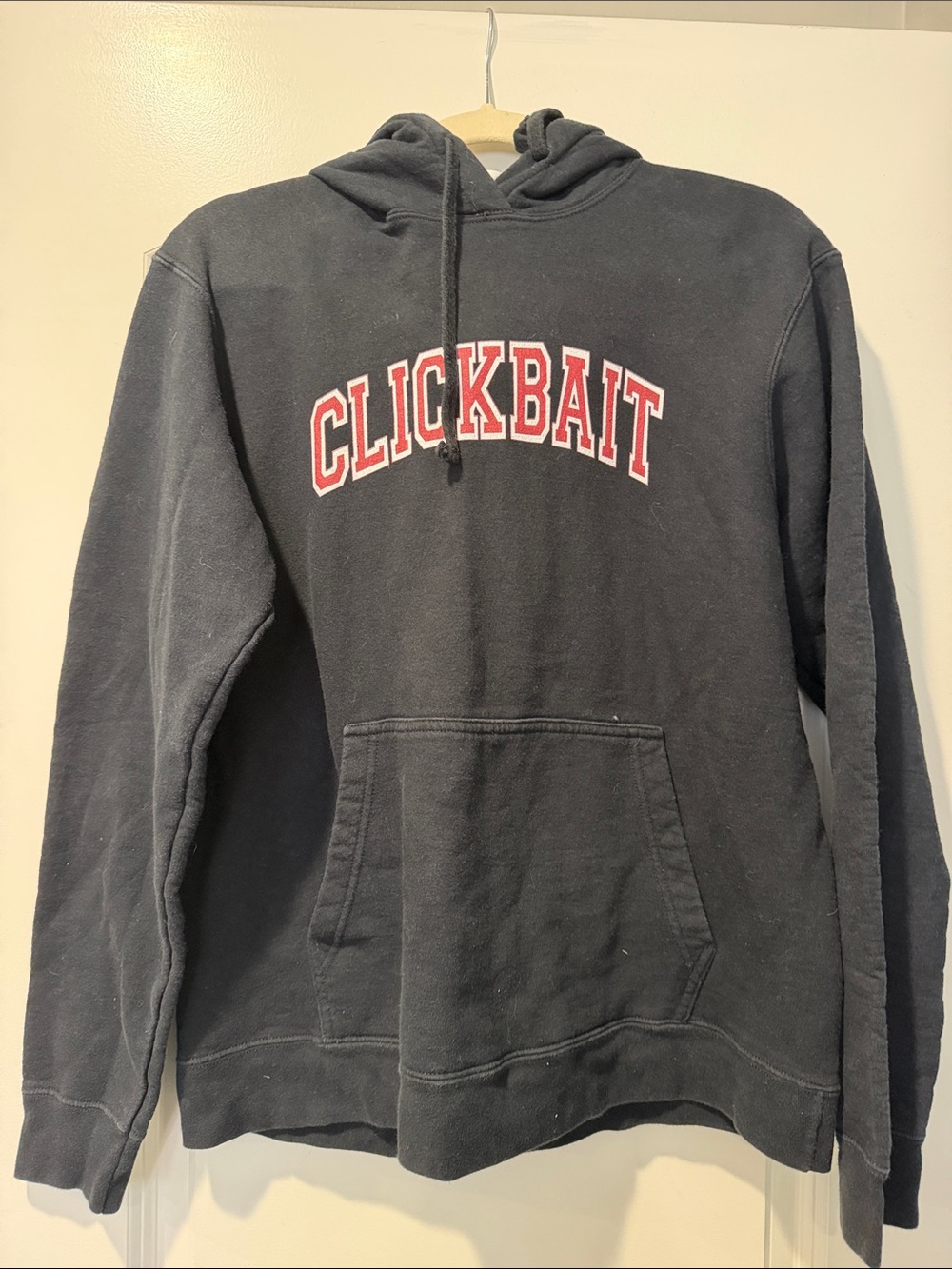 Port and Company Black Hoodie with Red "CLICKBAIT" Lettering